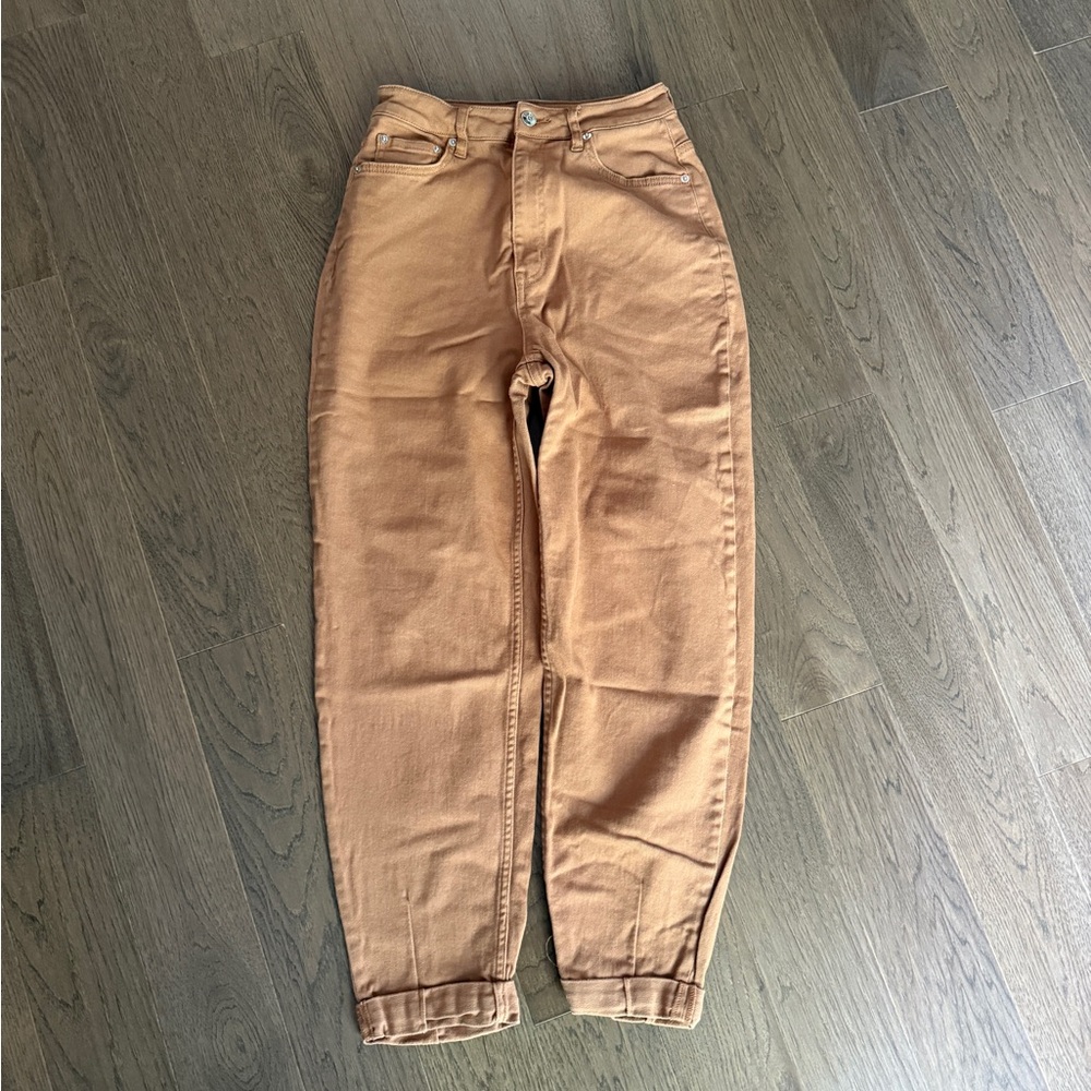 Tan High-Rise Pants Jeans